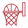 Line icon of basketball in net